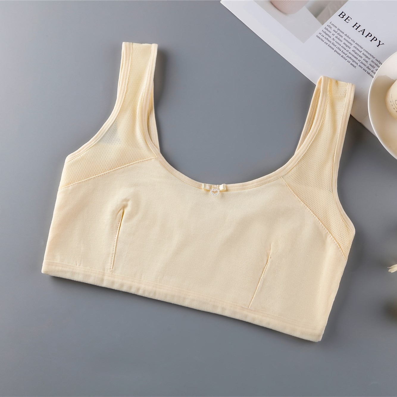 纯棉8-14岁女童内衣发育初期学生少女内衣女孩小学初中生抹胸双层