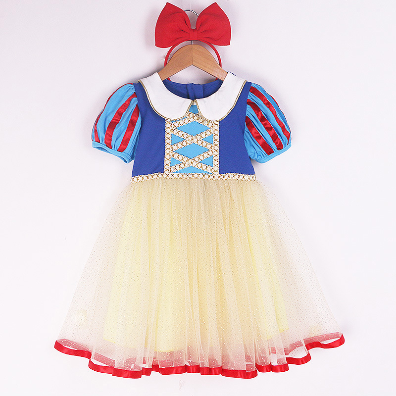 New Snow White Dress 2023 Summer Girls' Dress Children's Short-Sleeved Dress Little Girl's Birthday Dress