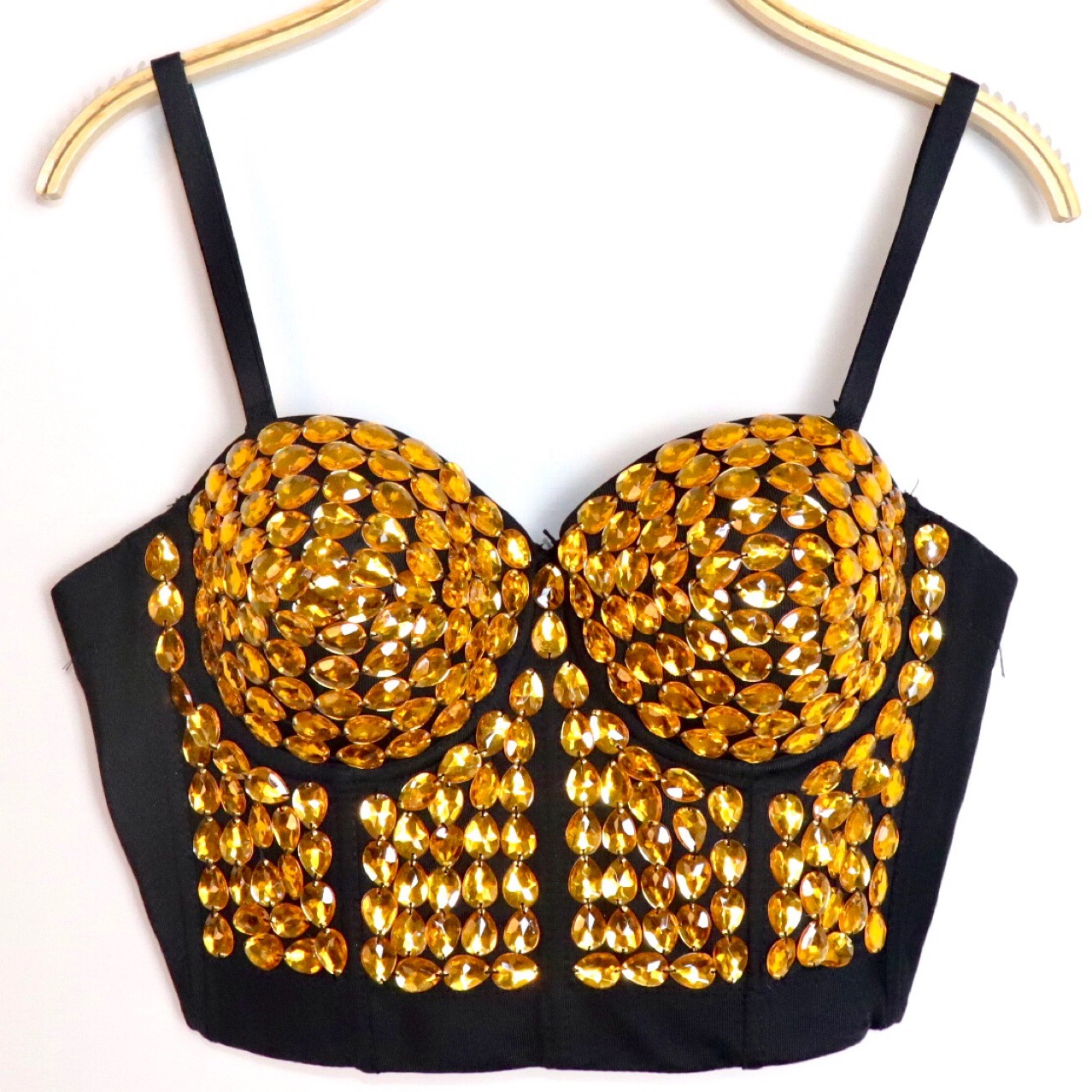 欧美托胸塑身胸衣外穿网红重工钉珠背心 短款舞会性感亮钻吊带女