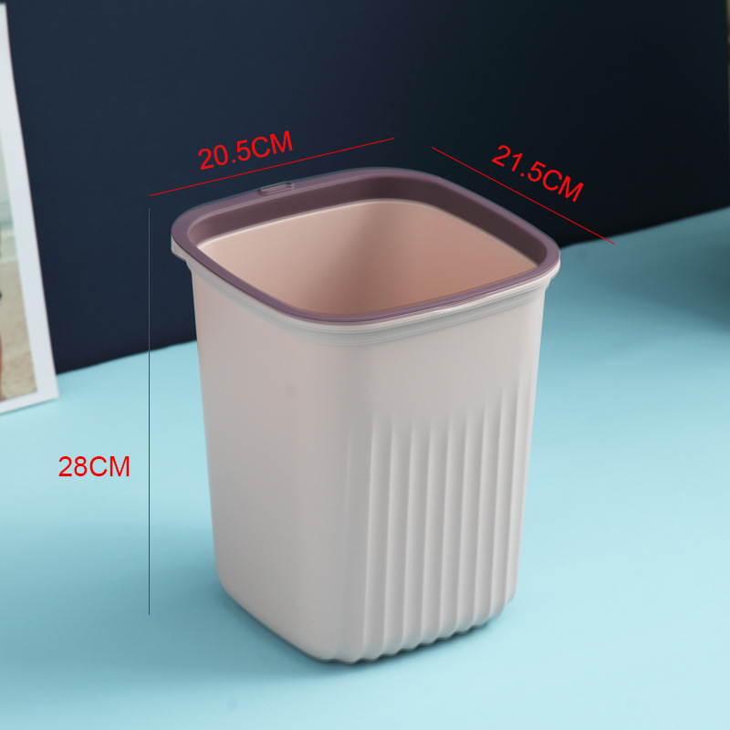 Simple Kitchen Trash Can Home Living Room Creative Dust Basket without Lid with Pressure Ring Toilet Toilet Plastic Wastebasket