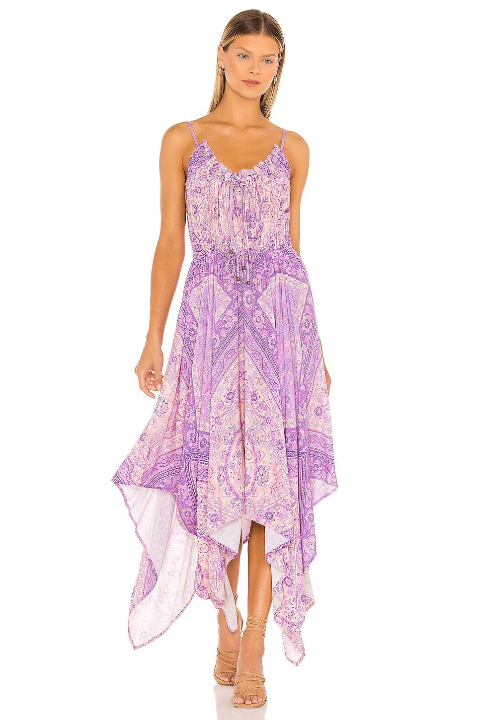 2022春夏新品欧美风女装不规则蛋糕裙绿印花修身连衣裙外贸批发