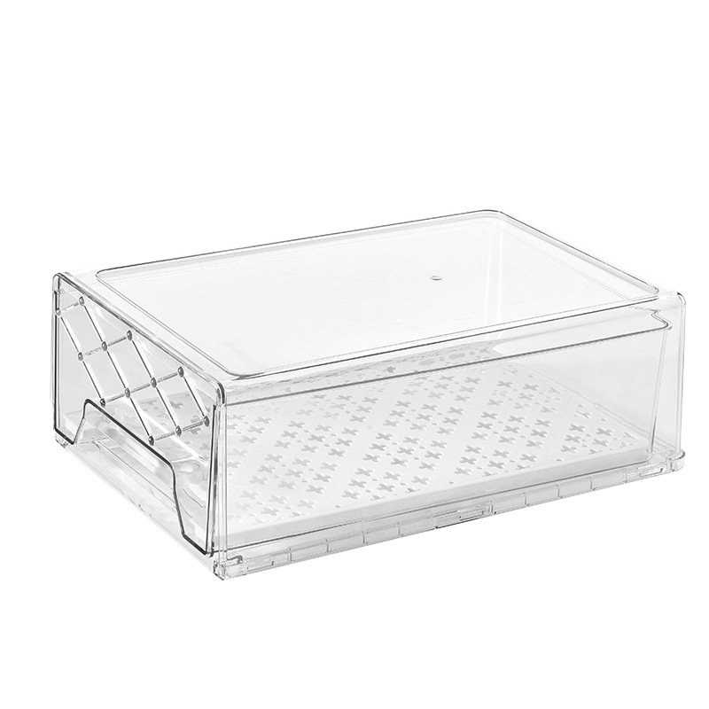 Refrigerator Drawer Storage Box Kitchen Fruit Vegetable Egg Food Refrigerated Frozen Stackable Plastic Crisper