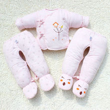 新生儿加厚棉衣三件套男女宝宝衣服婴儿秋冬装外套初生儿棉袄套装