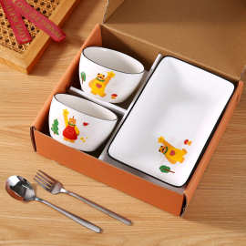 礼品碗套装卡通陶瓷餐具套碗礼盒装会销开业礼品伴手礼碗筷套碗