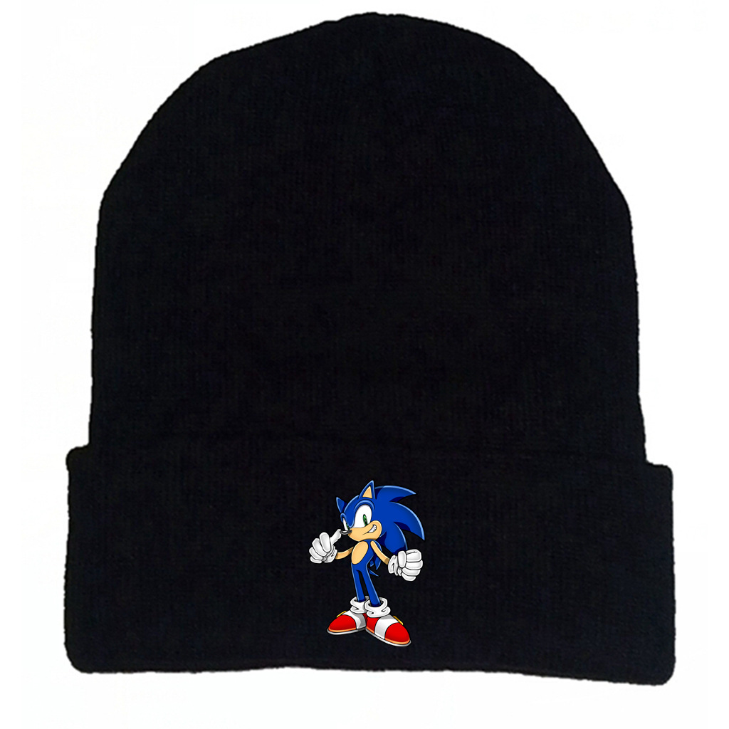 European and American Style Sonic the Hedgehog Embroidered Knitted Hat Animal Embroidery Woolen Cap