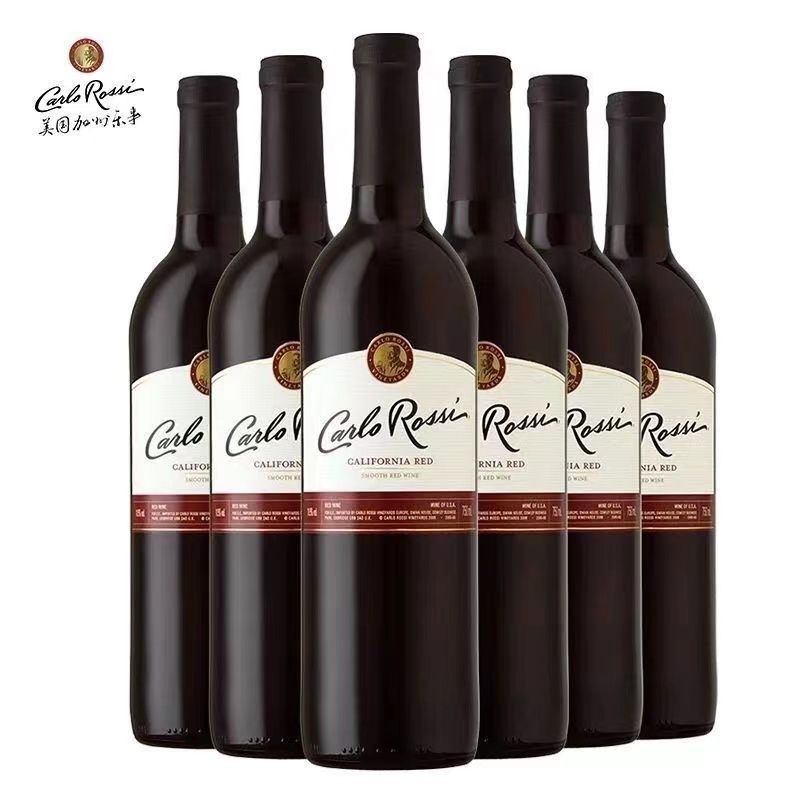 美国加州乐事红葡萄酒 干红半干型柔顺红酒carlo rossi 750ml*6瓶