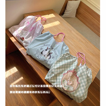 日本便携可折叠购物袋ins插画风大容量收纳袋单肩包托特手提袋女