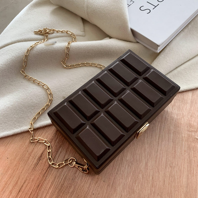 Cute Chocolate Box Bag Fashion Shoulder Messenger Bag Chain Small Square Bag 2023 New Personalized Trendy Women's Bags
