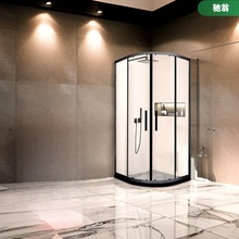 弧形极框新款淋浴房干湿分离卫生间玻璃隔断平开
