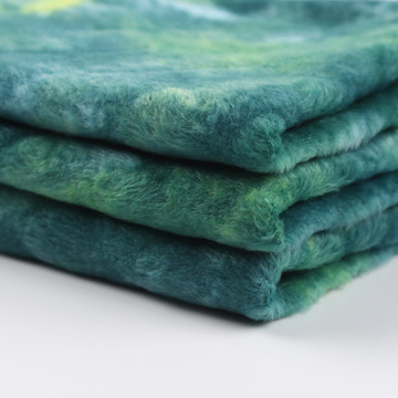 扎染剪花法兰绒全涤双面法莱绒针织剪花扎染法兰绒布服装家纺面料