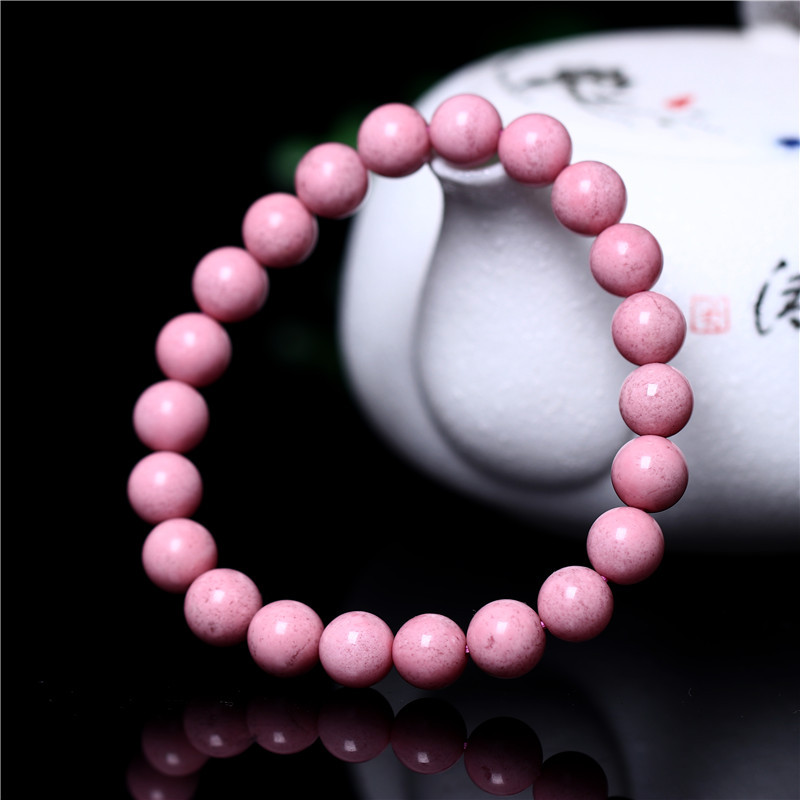 亚马逊跨境货源天然冰粉蔷薇辉石手链女款蔷薇玫瑰石水晶手串批发