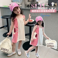女童韩版儿童洋气可爱连衣裙2024年夏季新款卡通宝宝小童公主裙子