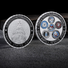 白宫五大军 彩色烤漆金属纪念章 挑战币 浮雕镀金硬币 跨境供商