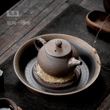 日式壶承陶瓷干泡台圆形家用茶具配件紫砂壶底座承托茶壶垫复古