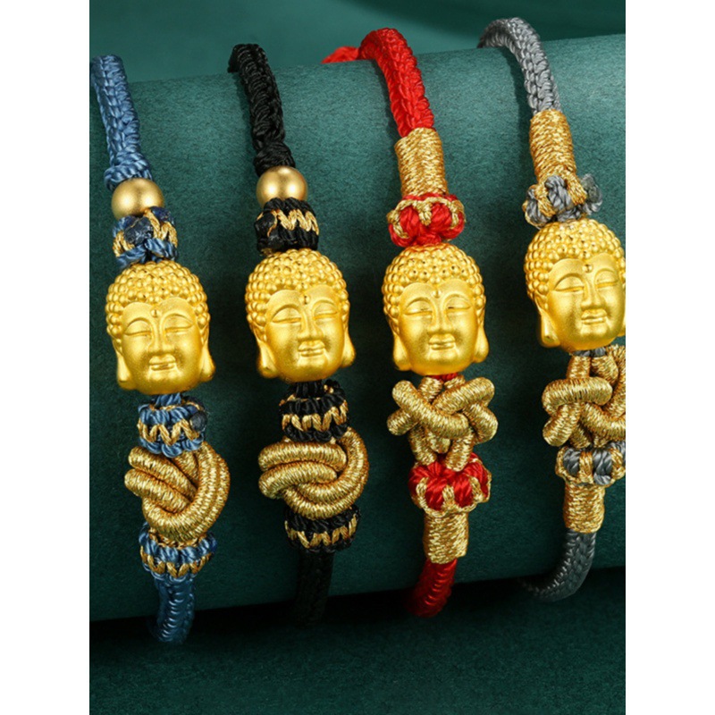 金包银佛头黄金手链女999足金大日如来转运珠佛祖情侣手链串礼物