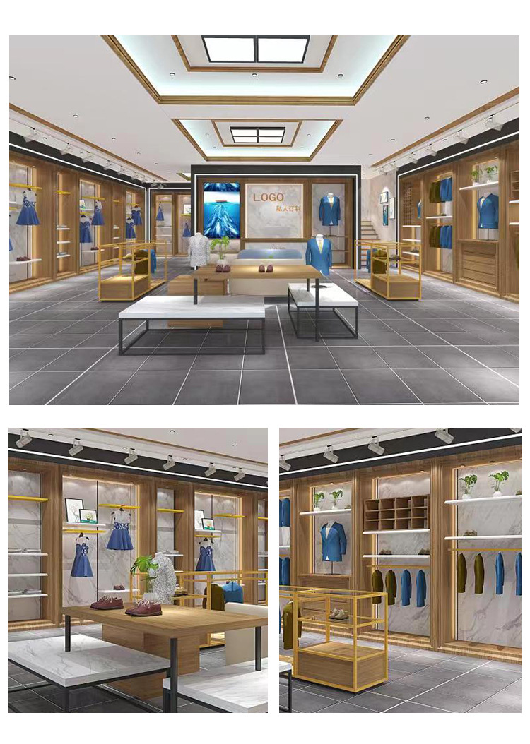 厂家定制服装展示柜衬衫展示柜靠墙西服柜服装店中岛高低展台定制