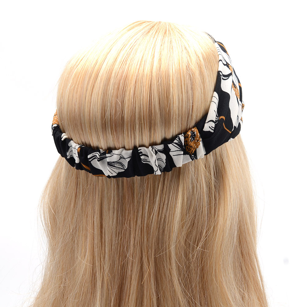 欧美新款女士发带棉麻仿麻宽边交叉头带大花发饰复古头饰跨境专供