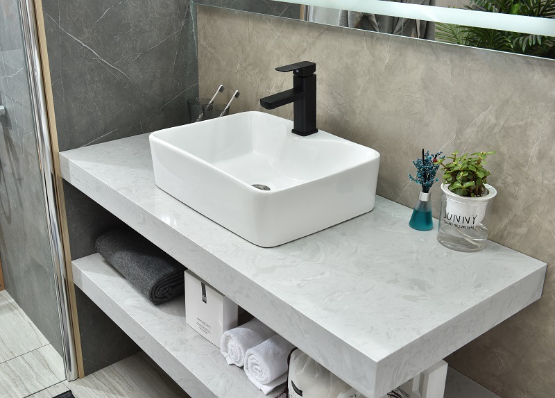 北欧双层大理石台上洗手盆洗漱台家用小户型挂墙式洗脸盆浴室柜