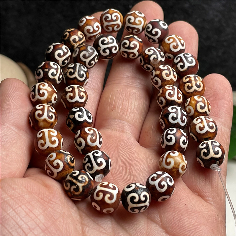 西藏复古回纹天珠玛瑙散珠长条顶珠腰珠金刚星月佛珠饰品配件