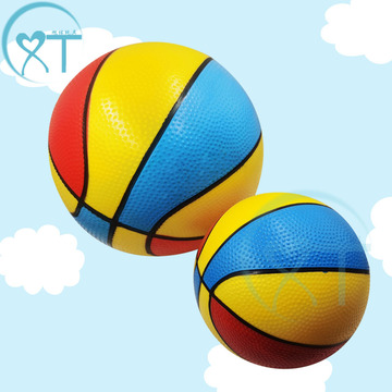 儿童玩具篮球pvc三色球充气小皮球彩绘篮球 幼儿园拍拍充气毛球-阿里