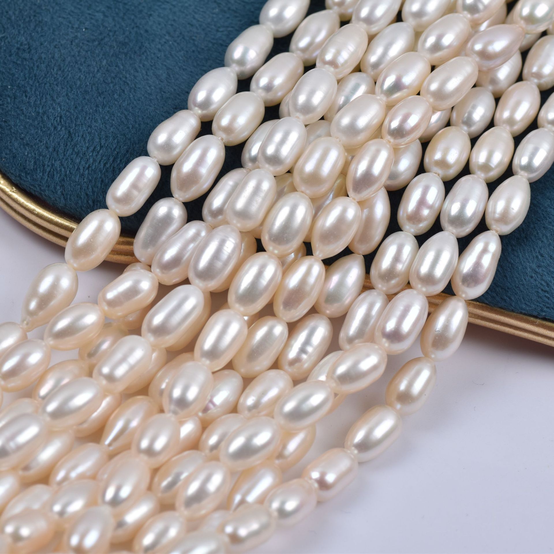 天然淡水珍珠散珠批发711mm长条水滴形大米珠diy饰品半成品配件