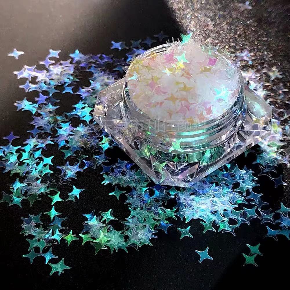 美甲四角星亮片批发镭射星星亮片脸部饰品贴片儿童手工diy闪光片