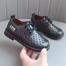 男童皮鞋夏季镂空软底黑色小皮鞋儿童鞋子表演演出新款男孩小学生