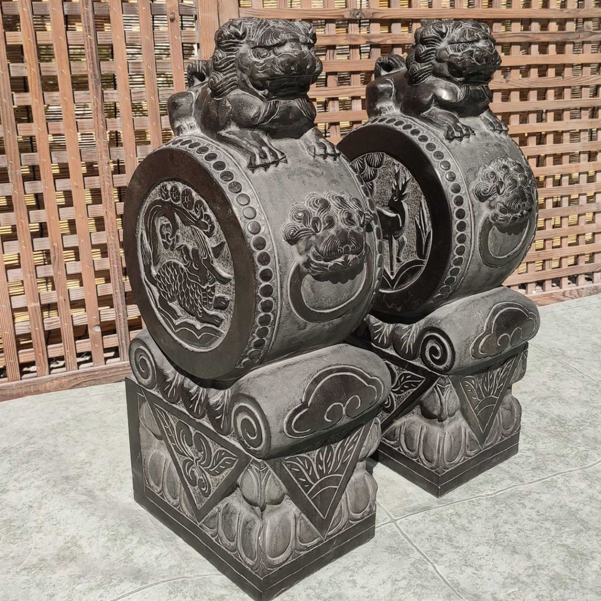 石雕门墩抱鼓石一对的青石仿古门墩家用门鼓石鼓招财镇宅庭院摆件