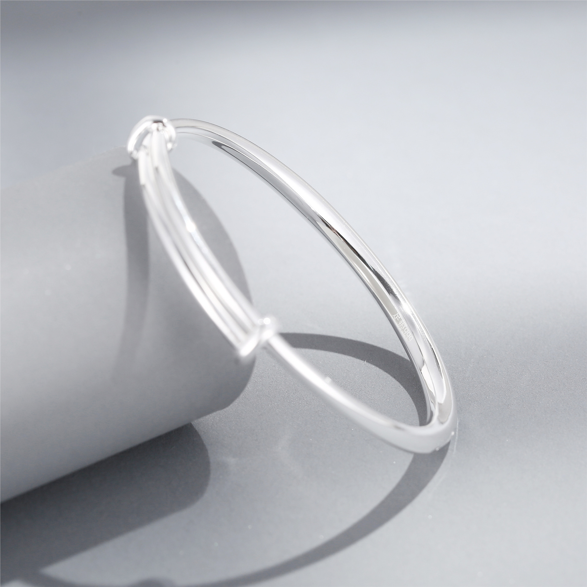 999纯银菱形小圈银手镯女送女友推拉银镯手饰品小众礼物女生