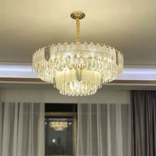 轻奢叶子水晶客厅吊灯现代简约创意高档别墅大厅卧室餐厅玻璃灯饰