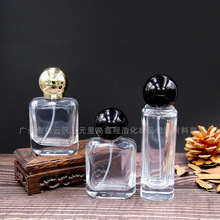 现货批发女士香水玻璃瓶30ml 50ml透明分装正方形卡口便携喷雾香