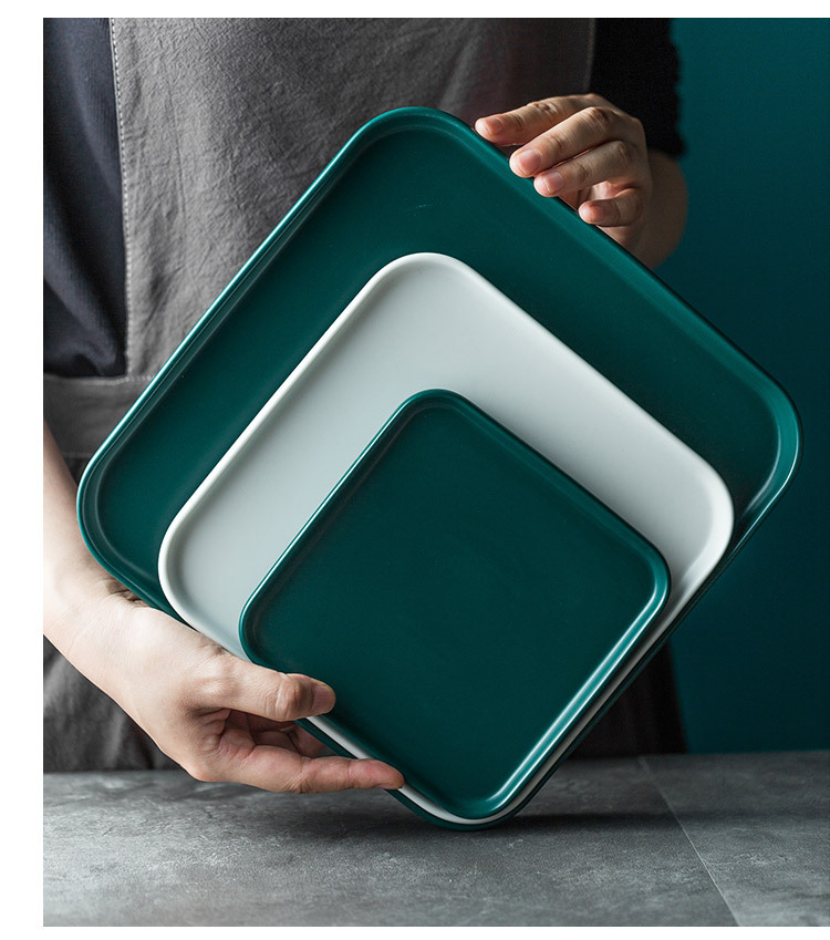 北欧 正方形盘子方盘家用西餐餐具陶瓷菜盘牛排餐盘西餐盘牛排盘