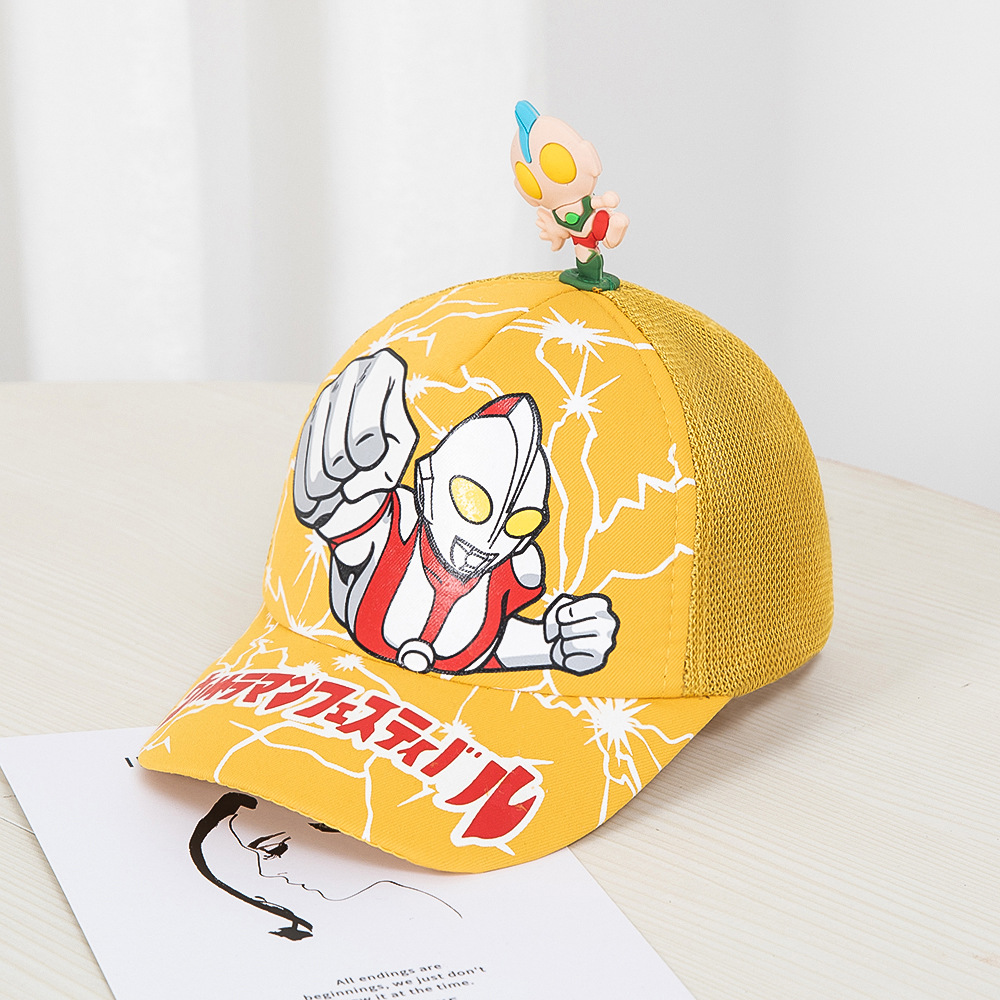 Cartoon Three-Dimensional Children's Ultraman Hat Summer Mesh Sunshade Baby Peaked Cap Boys Trendy Cool Baseball Cap