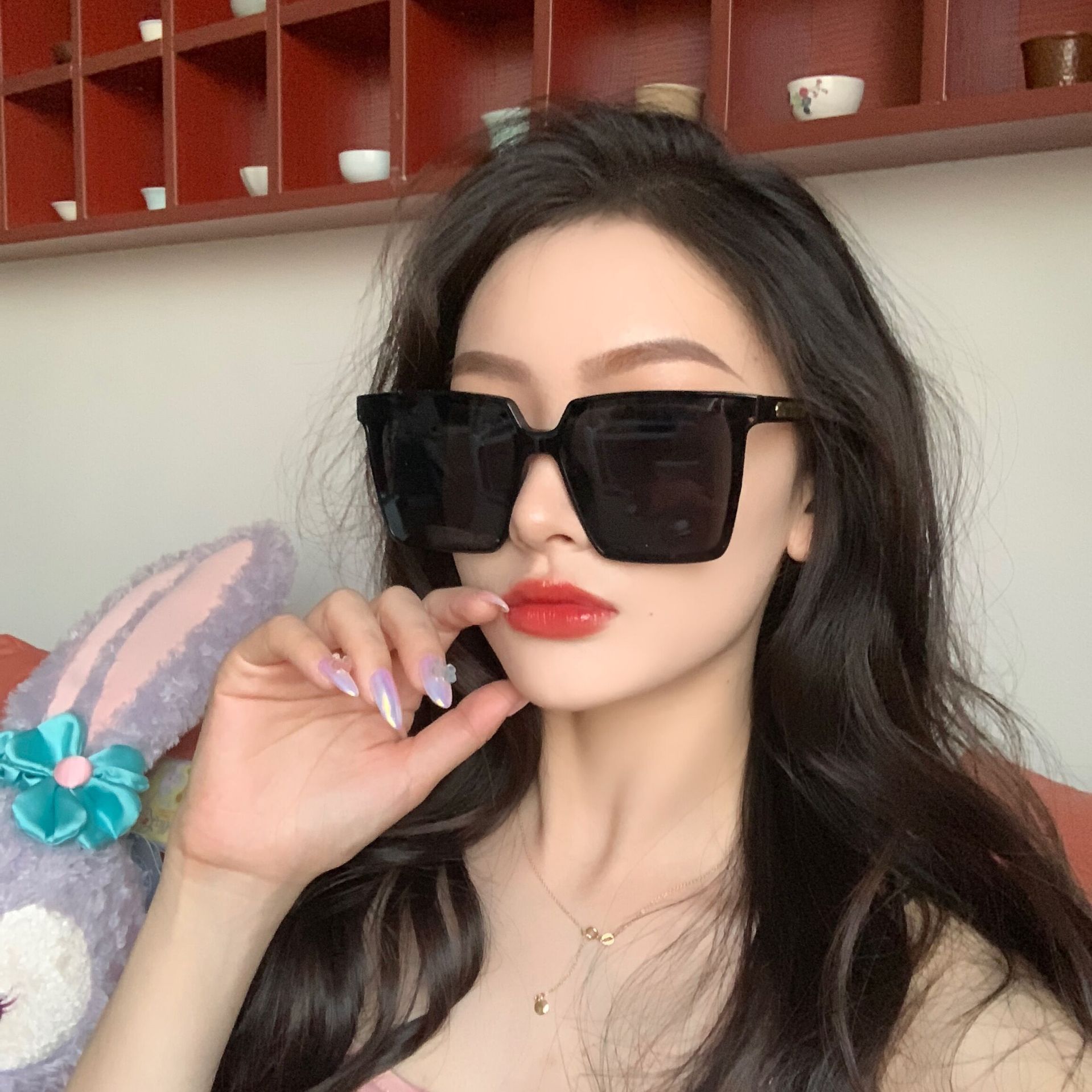 75成交2件防蓝光眼镜男款韩版潮墨镜女大脸显瘦连体大框开车太阳