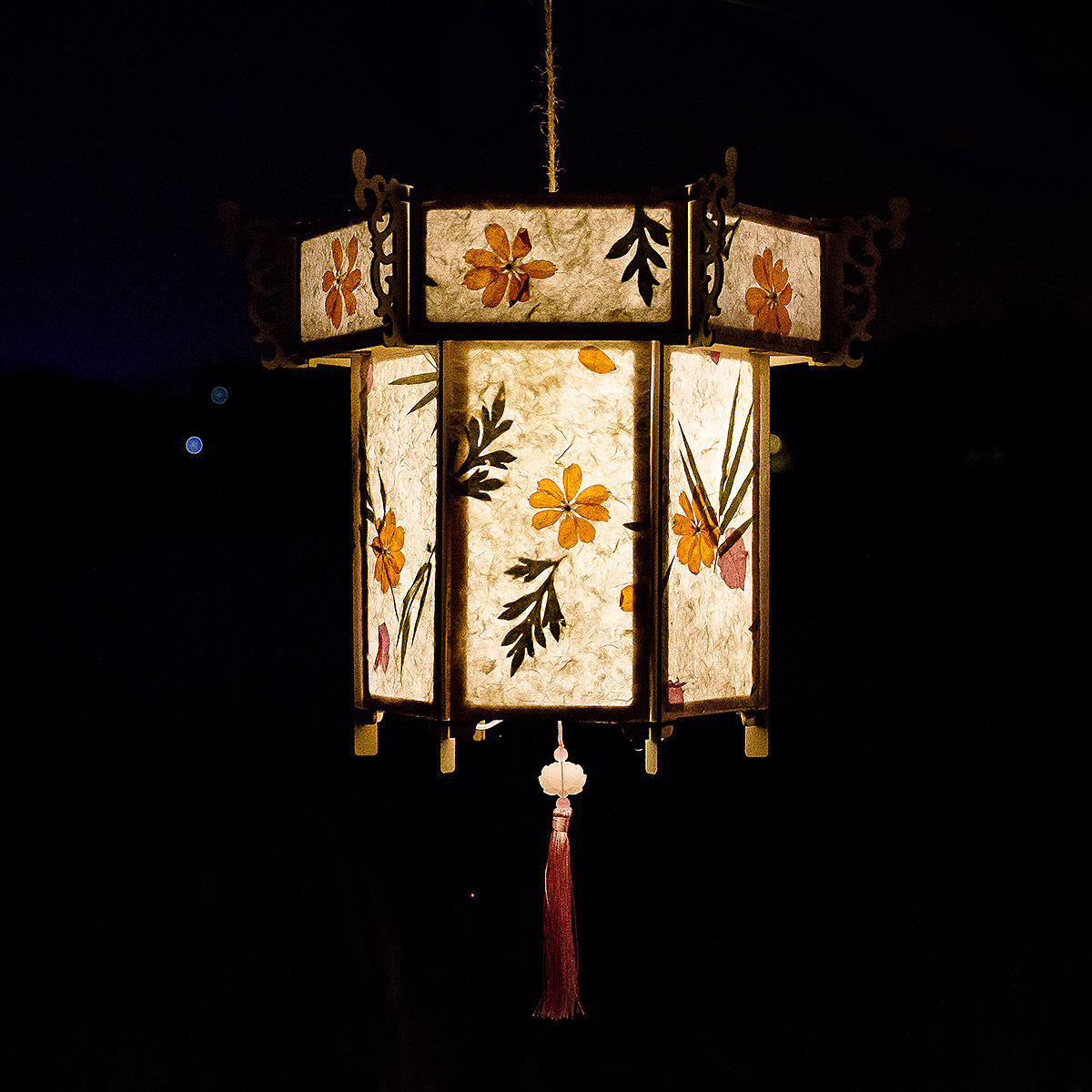 中国风中秋节手工灯笼diy 创意古风手提花灯 汉服花草纸宫灯包邮