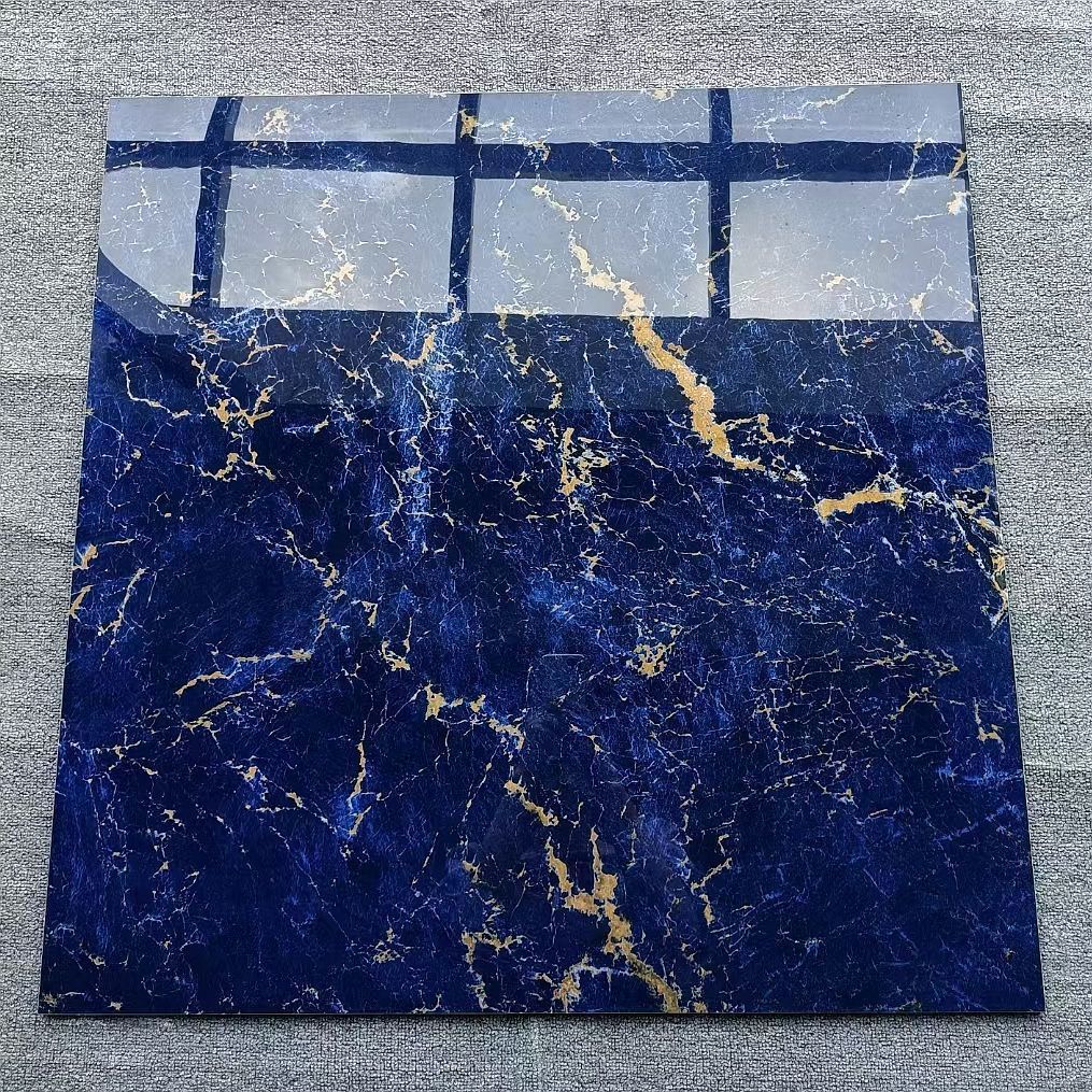 蓝色客厅卧室防滑800x800全抛釉地板砖宝石蓝简约通体大理石地砖