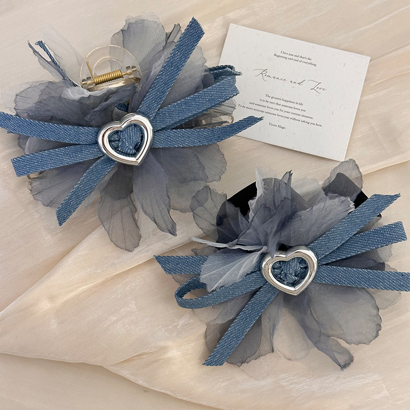 韩国蕾丝蝴蝶结花朵抓夹后脑勺发夹法式百搭大号鲨鱼抓夹饰发卡女