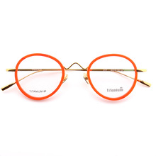 科优米现货批发 金属钛和板材搭配复古眼镜透明全框架圆脸眼镜框