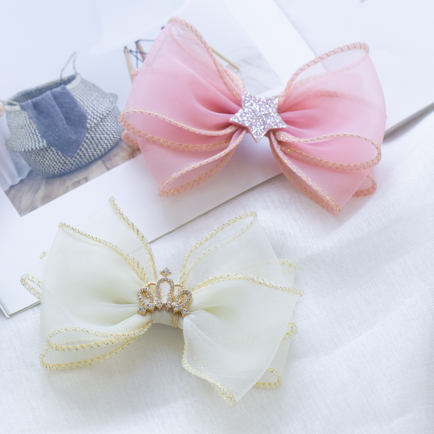 5万件婴儿发带韩版女宝宝头饰公主蝴蝶结发箍兔耳新生儿头花格子￥2.