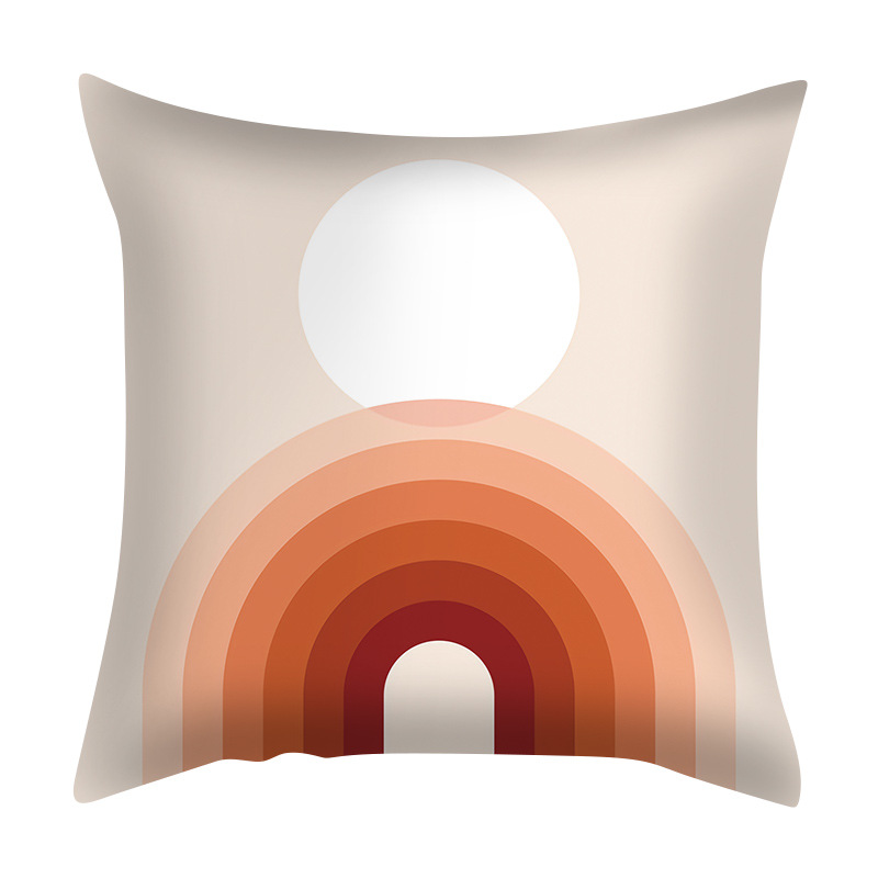 [Clothes] Nordic Abstract Pillow Cover Simple Geometric Morandi Peach Skin Fabric Home Sofa Cushion Cushion Cover