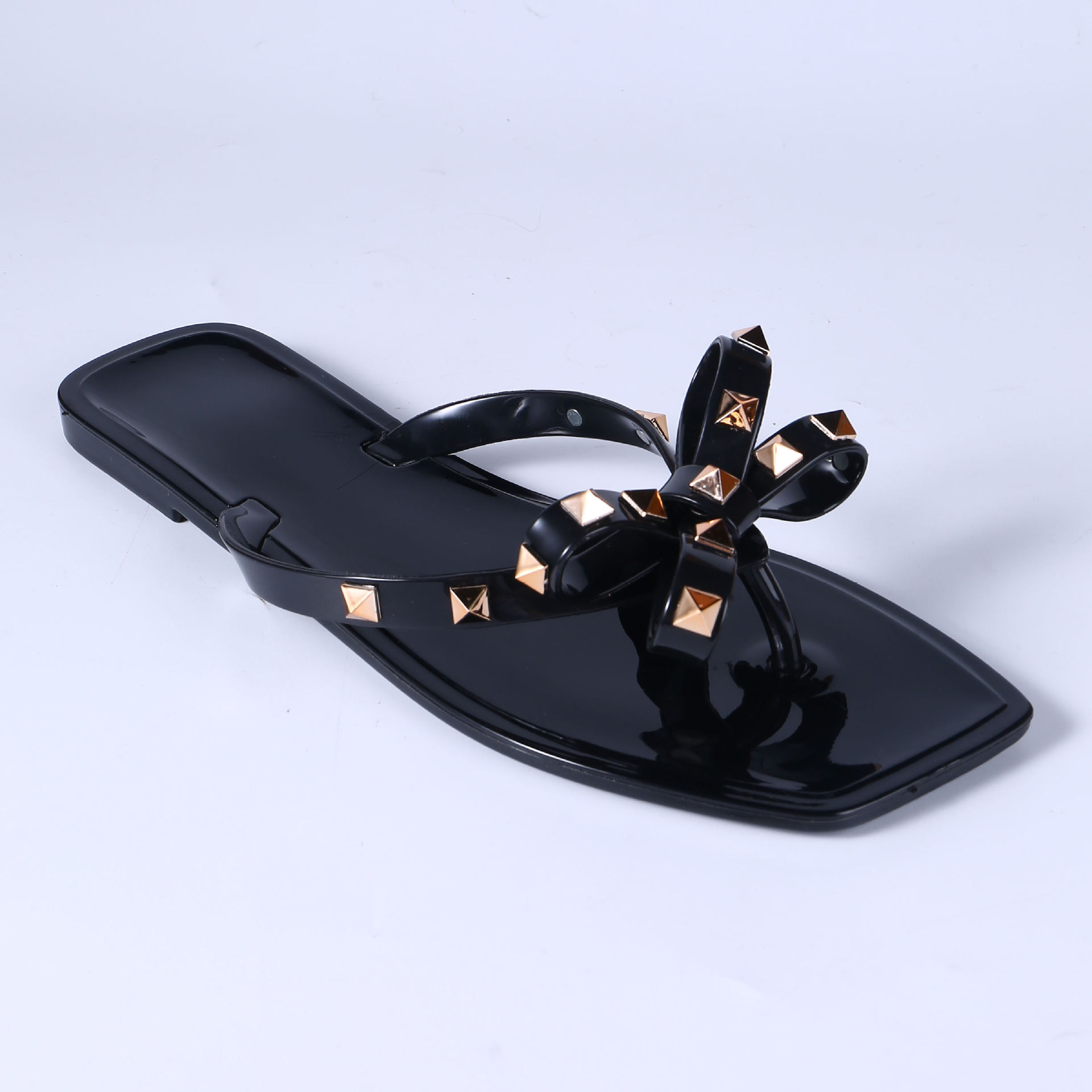 Cross-Border Hot Fashion Crystal Sandals Women's Beach Gel Shoes Fashion Non-Slip Rivet Flip Flops Gel Shoes