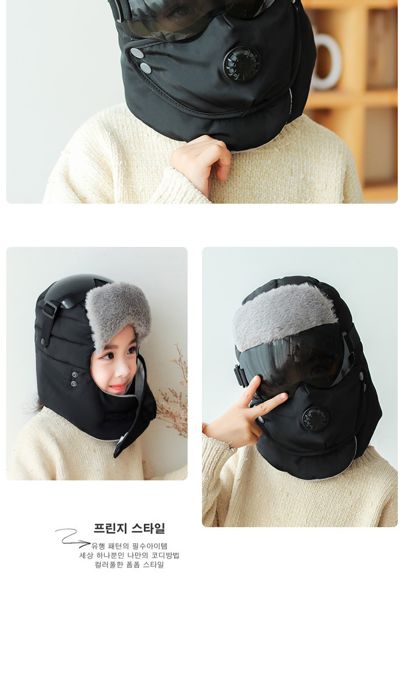 儿童帽子冬女童雷锋帽秋冬防风骑车护耳护脸一体围脖童棉帽mz9994