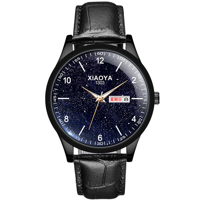 筱雅xiaoya星空韩版时尚皮带手表男士新款大气手表1303皮