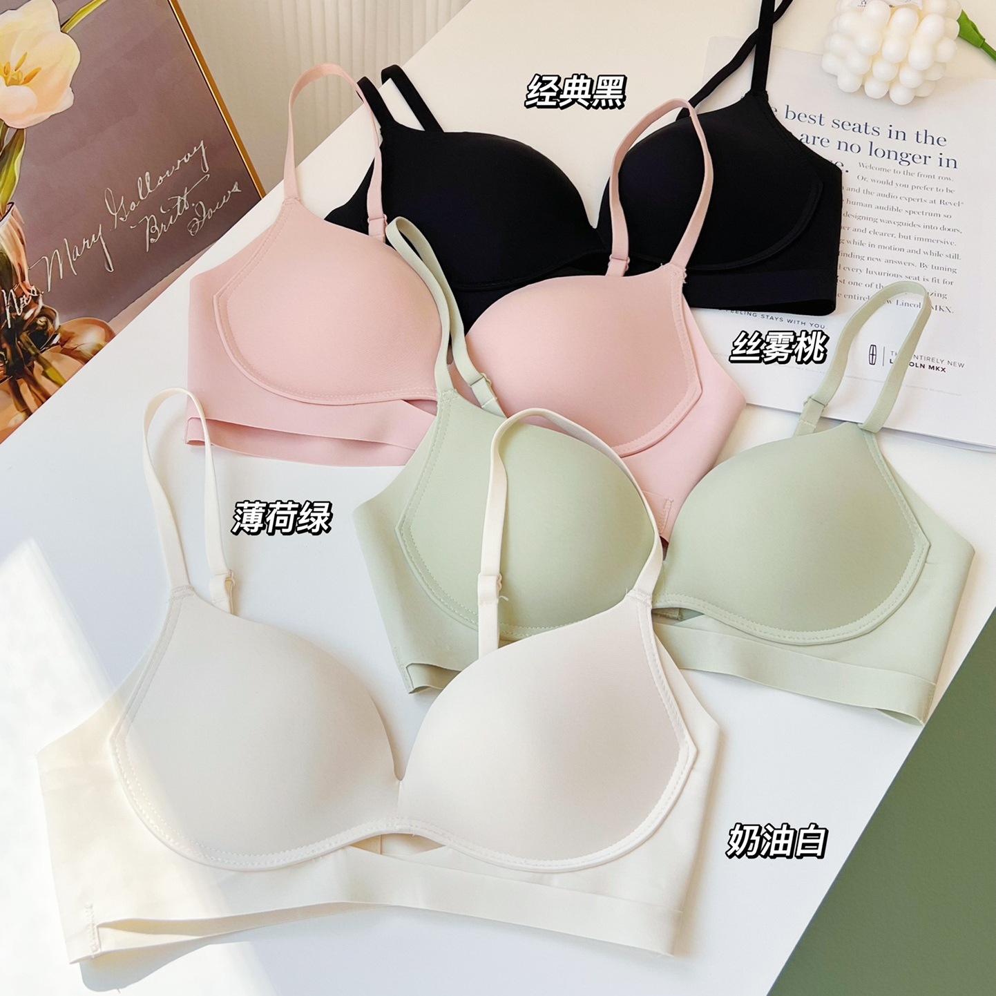 不空杯无痕内衣女小胸聚拢上托收副乳光面文胸罩无钢圈73873-阿里巴巴