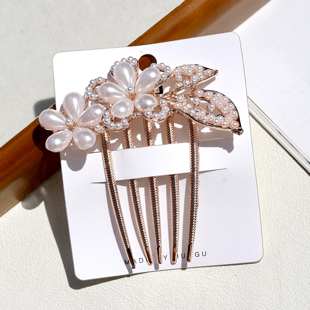 Korean Pearl Comb Cross-Border Hair Comb Engagement Headdress Wedding Bride Hair Accessories Alloy Hair Plug Amazon Jewelry Female