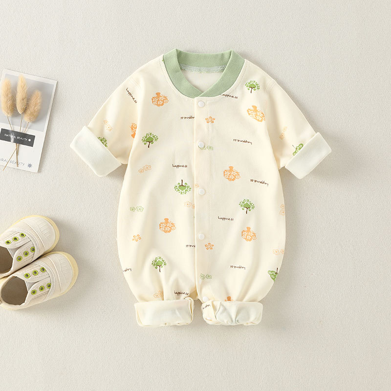 Baby Jumpsuit Spring and Autumn Pure Cotton Bottoming Class a Newborn Romper Female Male Baby Romper Boneless Baby Clothes