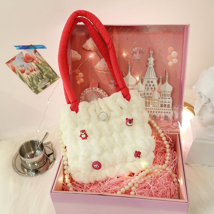 Strawberry Bear Cloud Bag DIY Hand-Woven Bag Bear Material Bag Cinnamoroll Babycinnamoroll Homemade Gift for Girlfriend