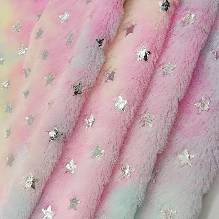 半光pv绒扎染绒布烫金烫银五角星