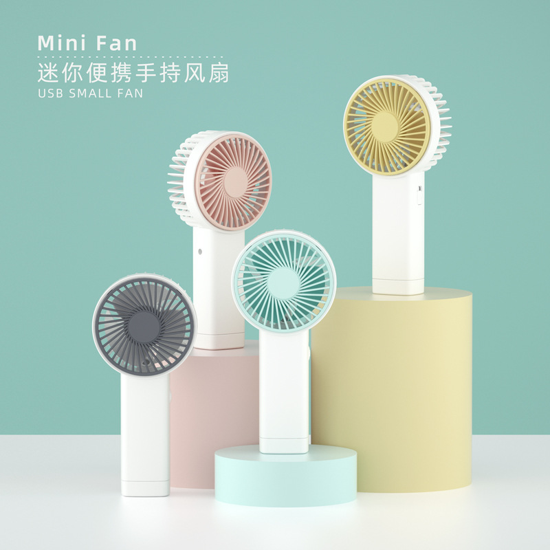 New Handheld Mini Fan USB Portable LED Lights Mute Small Gift Student Small Electric Fan Printed Logo