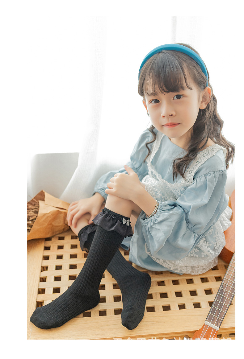 女童公主花边中筒袜日系蕾丝宝宝过膝高筒袜子儿童春秋半筒长袜子